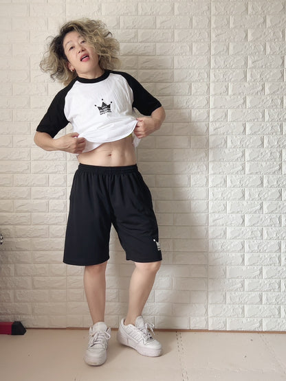 ミニ王冠ラグランTシャツ（ブラック）